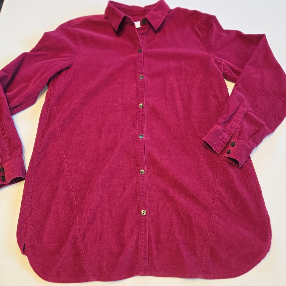 J.‎ Jill Red Corduroy Long Sleeve Collared Button Down Womens Shirt Small